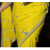 Magnificent Stone Worked Yellow Colored Wedding Wear Chiffon Saree Magnificent Stone Worked Yellow Colored Wedding Wear Chiffon Saree